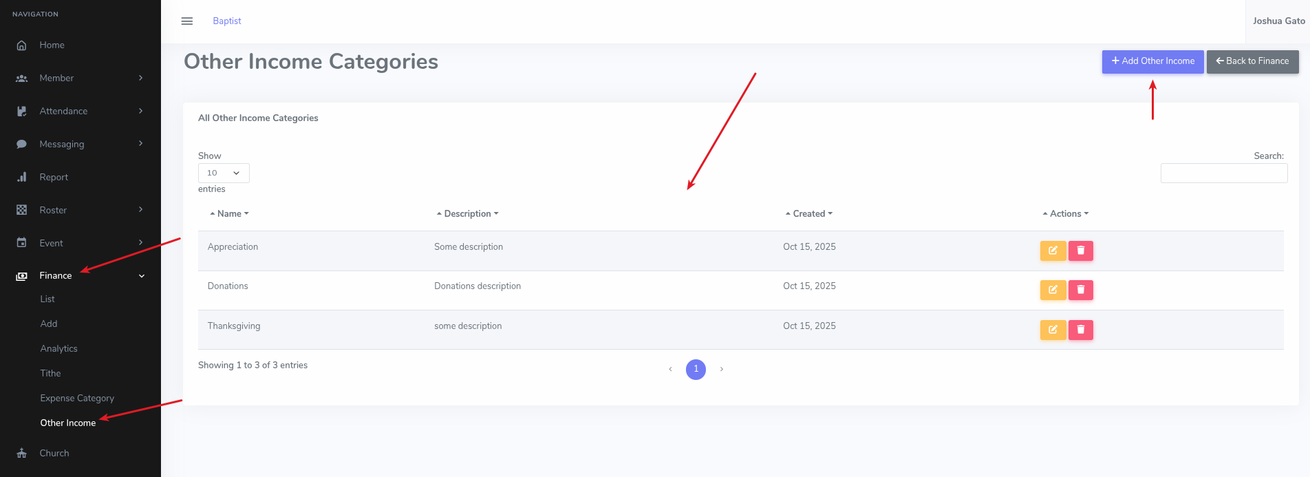 Add Other Income Category