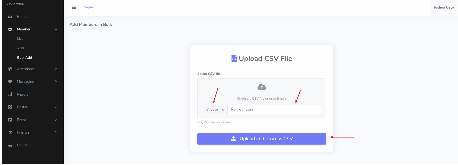 Bulk Add Members form