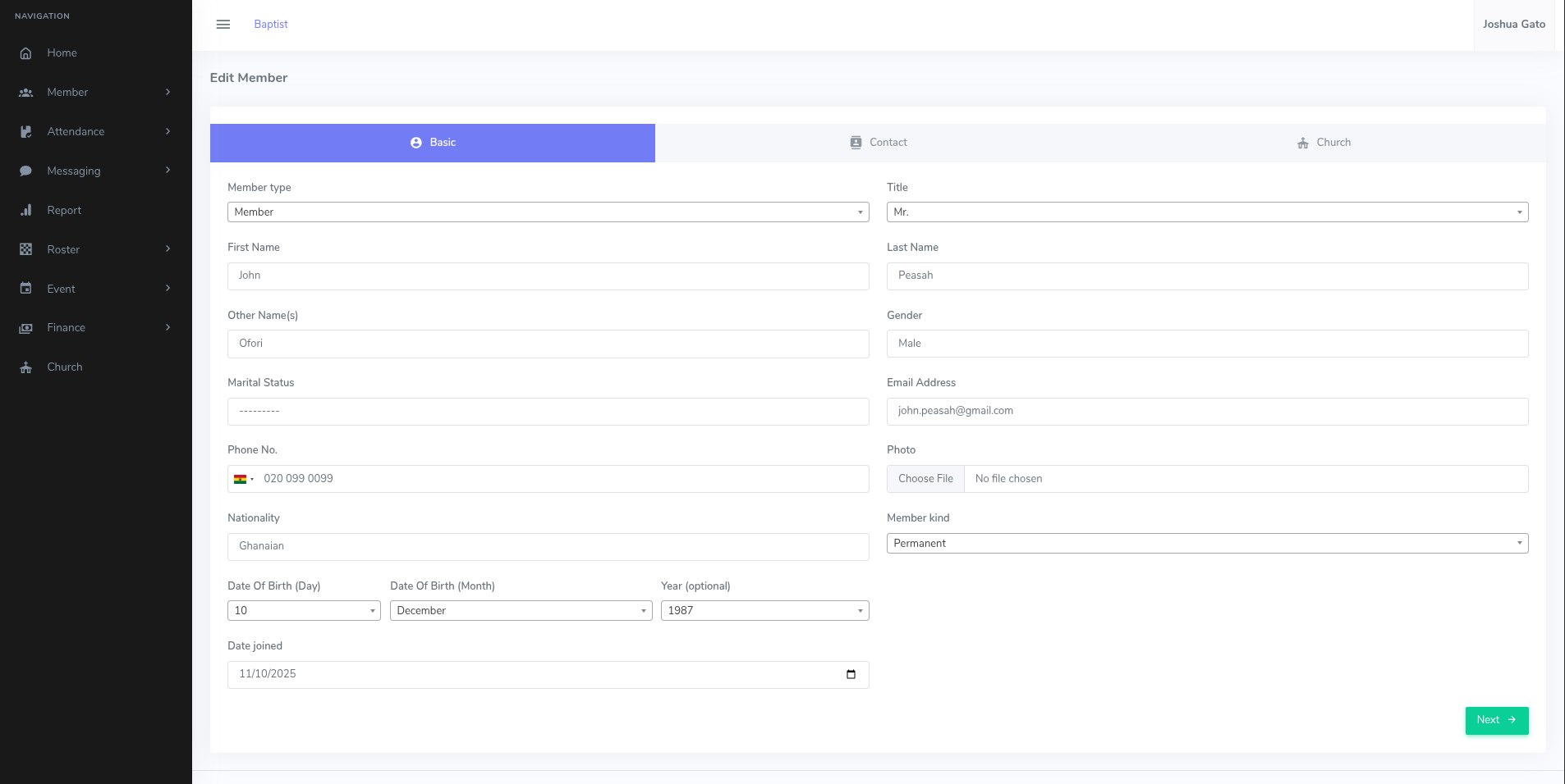 Member Details Update Image