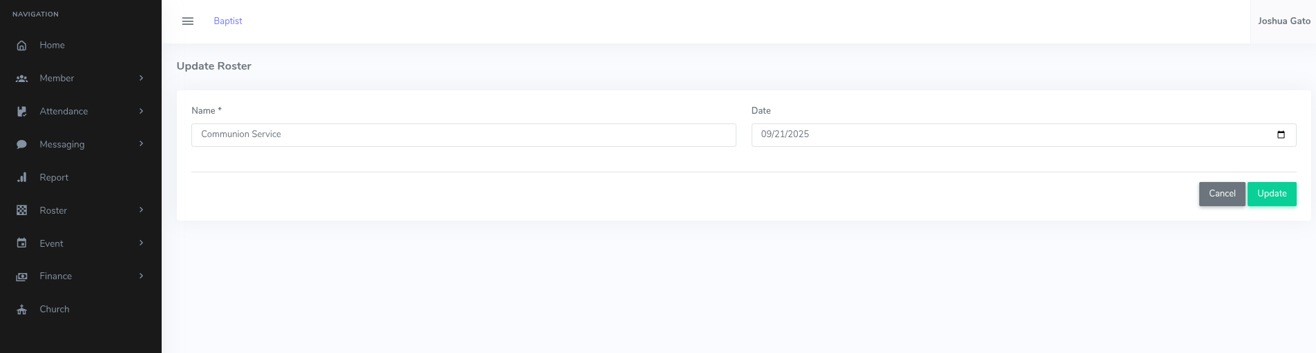 Roster Details Update Form
